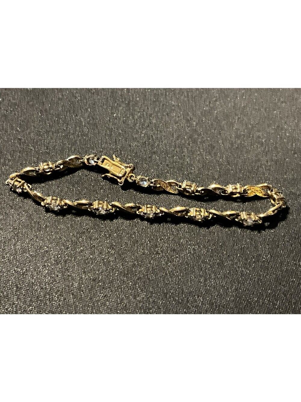 925 FAS Vermeil & Rhinestone Vintage Bracelet Size 7in